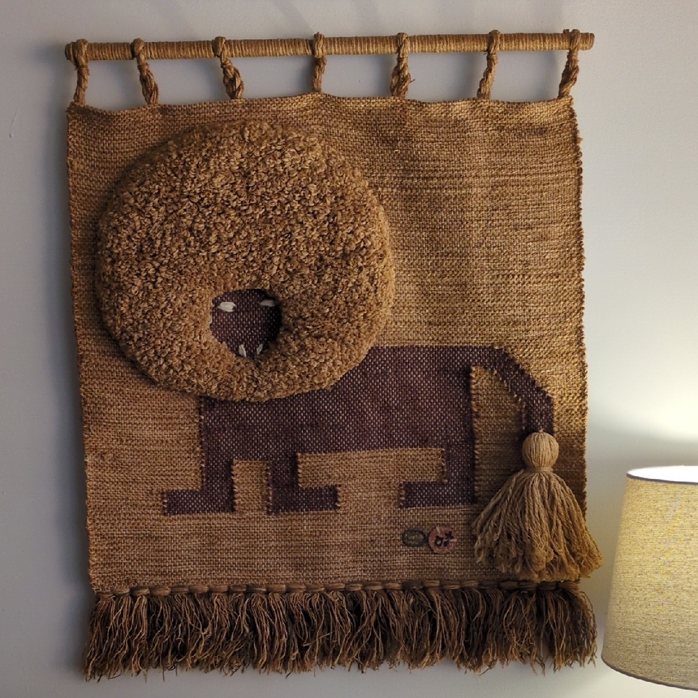 Vintage 1970s Don Freedman lion wall tapestry